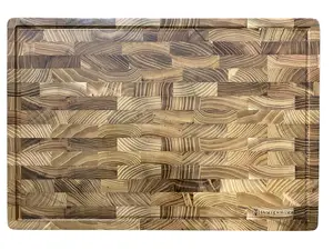 Teak End Grain Cutting Board with Handles and Leg Stabilizers