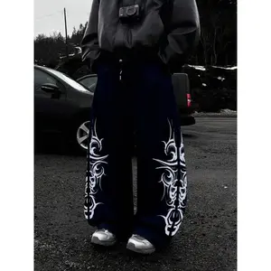 Loose tribal skull print sports pants, suitable for millennials and Gothic style, suitable for wearing all seasons