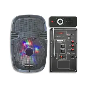 Portable 8" Powered Speaker System Bluetooth Rechargeable LED Light MU-8A