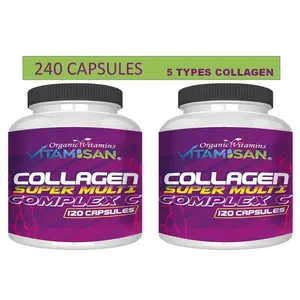 Premium Collagen Peptides Pills 2 PACK Anti-Aging Types I,II,III,V,X SEALED 240