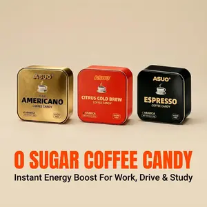 ASUO SCoffee Energy Candy, Strong Caffeine Coffee Bean Candy for Instant Energy Boost, Anti-Fatigue Chewy Snack for Study Driving Working, Portable Coffee Hard Candy Gift Tin Box. Healthcare