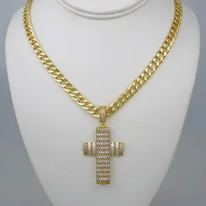 Initial Pendant Necklace with Cross Design on Gold Chain urn necklace diy hip