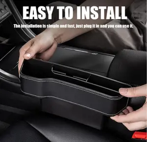 Leather Multifunctional Car Seat Organizer with Cup Holder for Front & Back Seats Easy Install Auto Storage Bag for Cars Console Side
