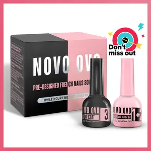 UV Nail Glue and Builder Gel 2 in 1, No Wipe Top Coat Kit for Predesigned French Tip Nail Tips, NOVO OVO Super Strong Adhesive for Press on Nails, 30+ Days Long Lasting, Salon Effect, Easy to Use summerwins Soak Off Gel Uv Gel Set
