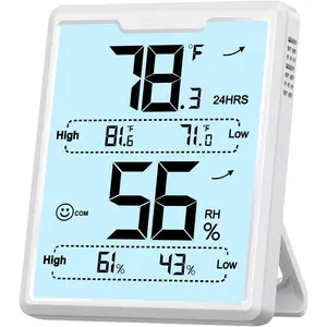 Digital Hygrometer Room Thermometer Indoor, Humidity Meter with Large LCD Display, Backlight Temperature Humidity  with Max Min Records, White