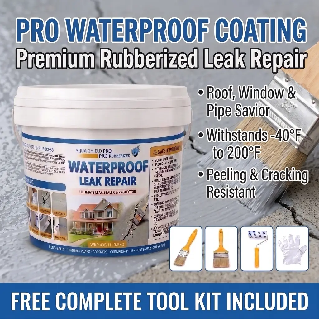 Eco-Friendly Waterproof Leak Sealer, Gray Flexible Rubber Repair Glue for Roof & Wall (6.6lb/11lb) Flexible Rubber Formula Deep Into Fine Cracks, For All Types of Roofs, Basements, Walls, Corners, Floors, Gutters.