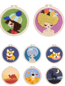 Punch Needle Embroidery Starter Kit for Beginner Handcraft Cartoon Rug Hooking Beginner Embroidery Kit Handwork With DIY Material Kit Set