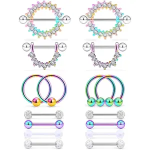 16G 14G Nipple Piercing  Tongue Rings  Surgical Steel Screw Nipple Tongue Shield Ring Barbell  Piercing  Retainer for Women 9/16 Inch 14mm