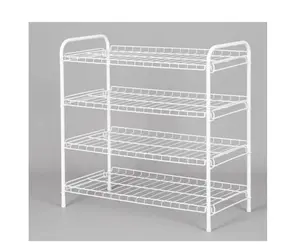 4-Tier Steel Wire Shoe Organizer Rack Holds Up to 12 Pairs Sturdy Metal Frame Space-Saving Storage Shelf for Entryway Closet & Bedroom Arctic White Finish