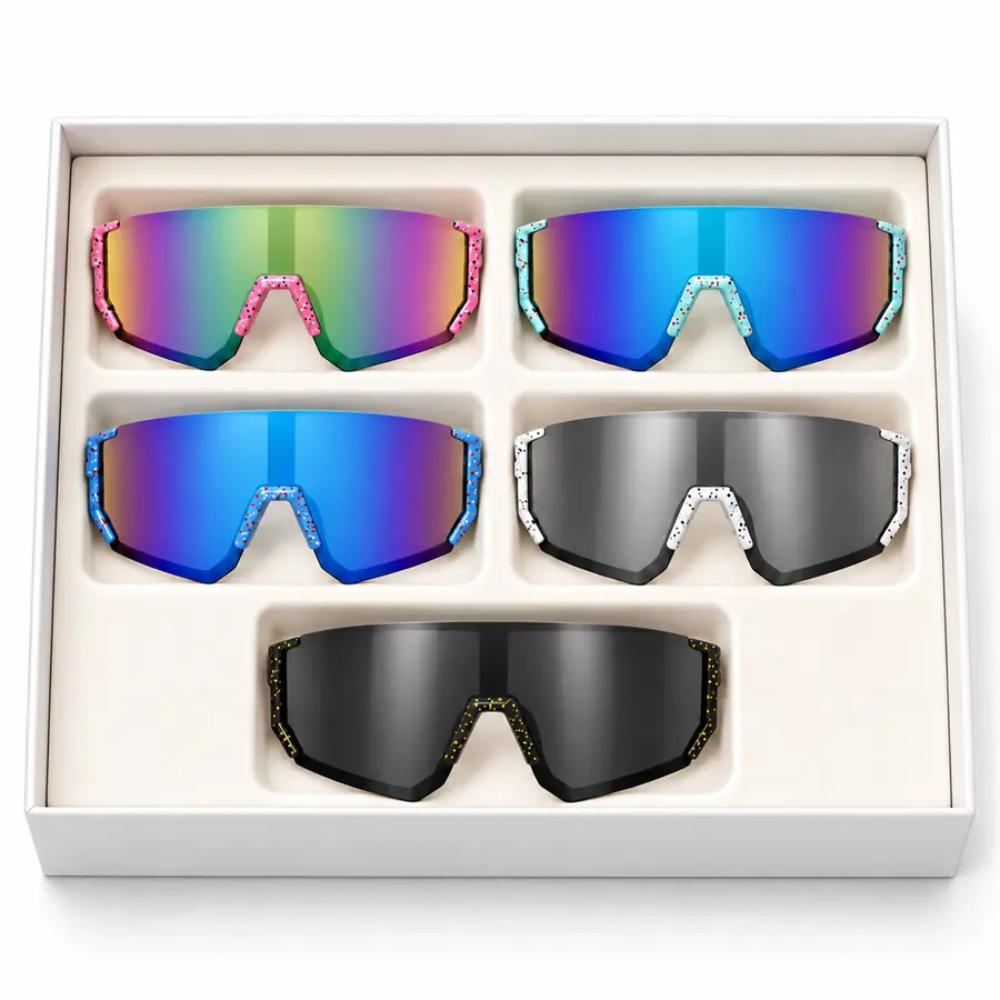 5 Pack Sports Sunglasses, Windproof UV Protection Shield Glasses for Men & Women, Cycling, Running, Driving, Fishing & Beach