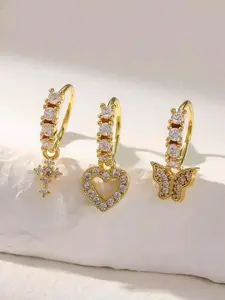 Heart & Cross & Butterfly Design Nose Ring Set, Fashionable Nose Ring for Women & Girls, Trendy All-match & Exquisite Jewelry for Birthday Gift, Nose Piercing Jewelry