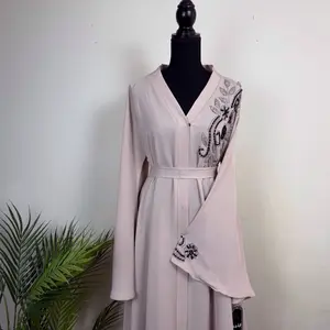 Lubna Umbrella Abaya with Elegant Embroidery and V-Neck Design for Stylish Wear