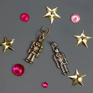 Nutcracker Soldier with Sword Charm in Silver or Gold for Bracelet
