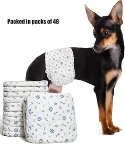 Disposable Dog Diapers Male 48 Count Belly Bands for Bale Dogs  Super Absorbent Small Doggie Diapers for Heat Excitable Urination or Incontinence - Blue