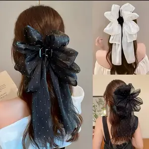 Fashion Hair Clips Bows - Black & White Bow Design, Adjustable Fit, Versatile Hair Accessory for Everyday Wear