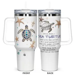 40oz Sea Turtle Pattern Tumbler, Stainless Steel Water Bottle, Insulated and Durable, Gift for Any Occasion, Drinkware