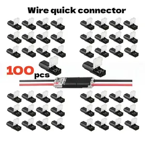 A Gift to Dress up your party, 100 PCS Double-Wire Plug-in Connector Led Light Strip Connectors 2 Pin, Led Strip Lights Connectors Low Voltage Wire Connector with Locking Buckle, Fast Connect Plugs Led Connectors for Strip Lights