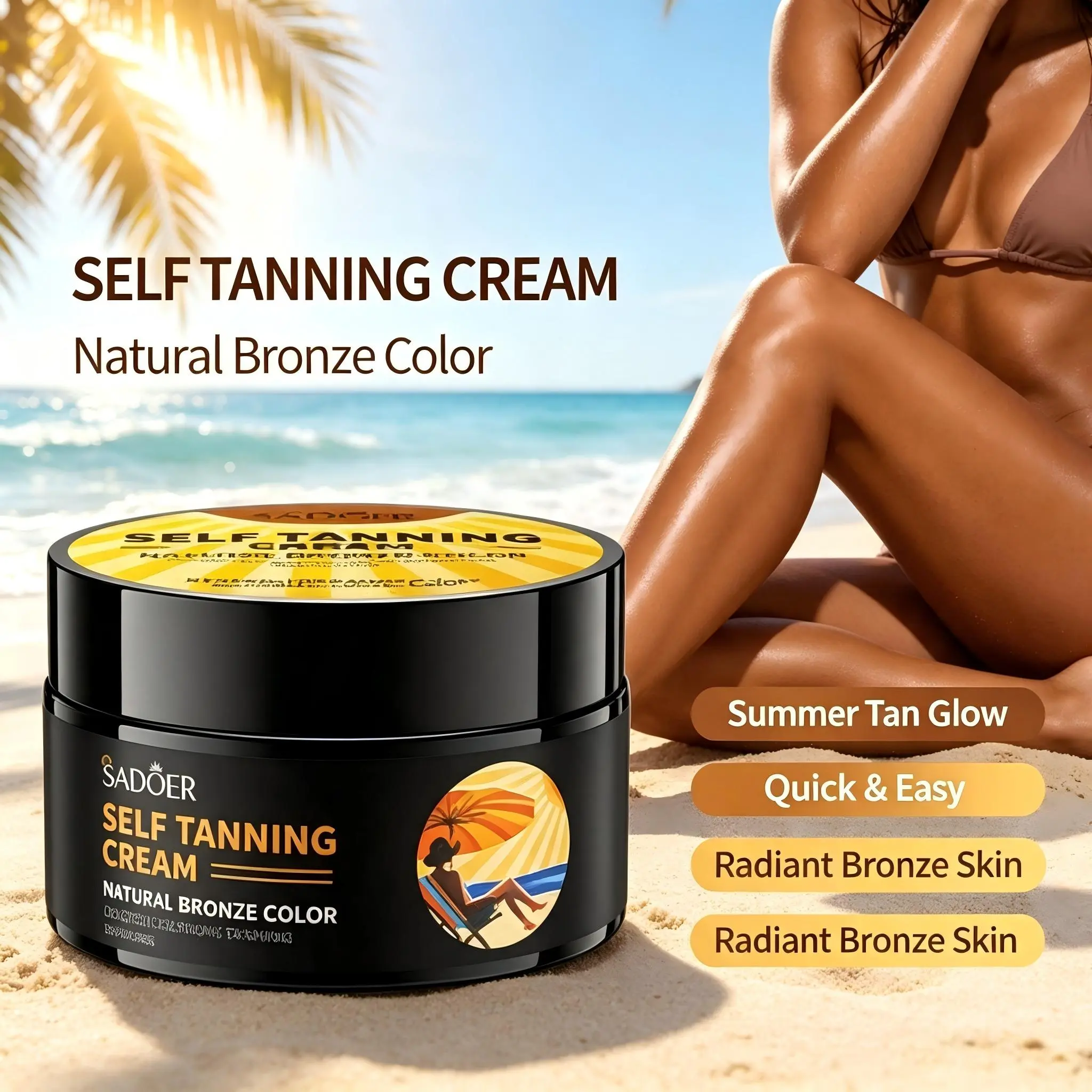 Carroten Gold Shimmer Tanning Gel | Bronzing Tan Accelerator | Non-Greasy, Water-Resistant with Carrot & Coconut Oil | Vitamin A & E For Moisture & Hydration | Made in Greece | 5 Fl Oz