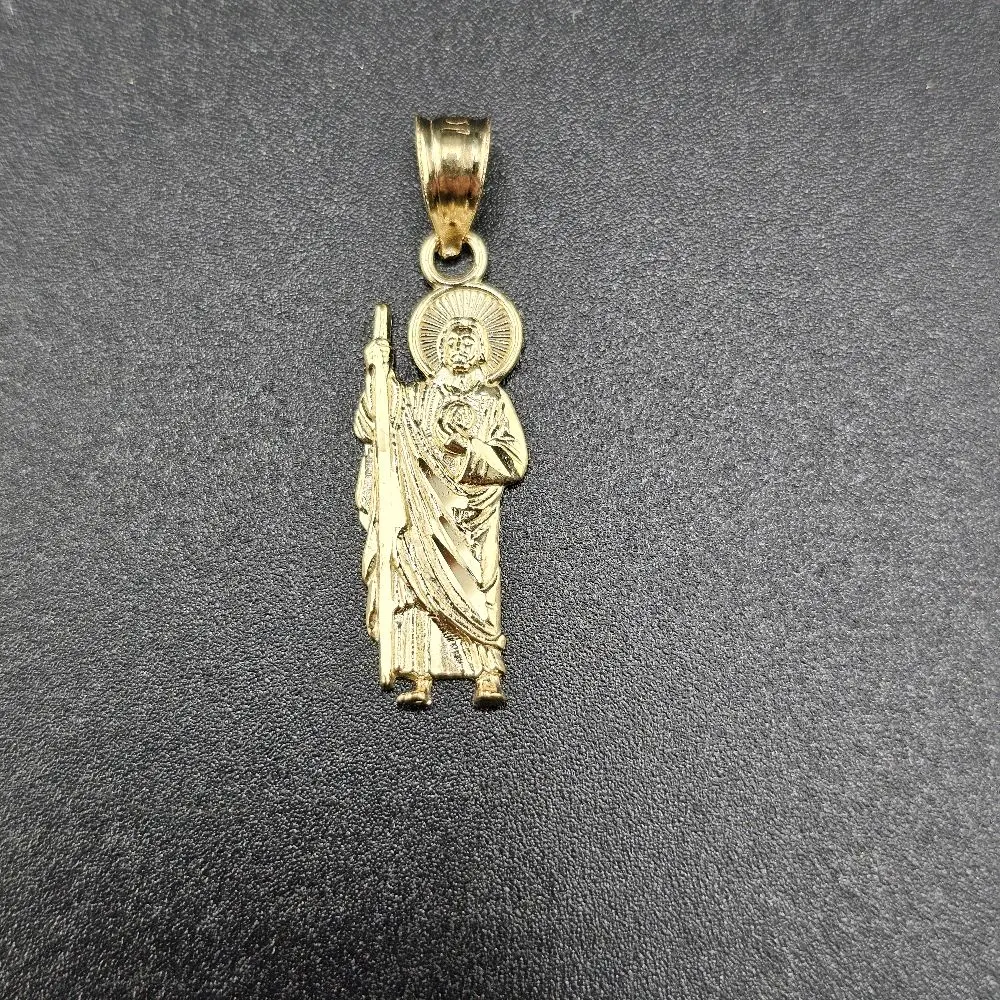 10k Gold San Judas Pendant, Religious Jewelry for Men and Women