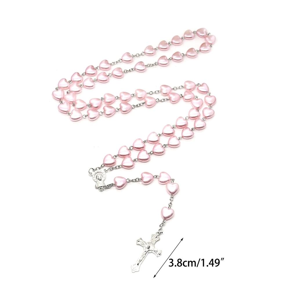 Catholic Heart Rosary Necklaces Cross Mary Blessing Prayer Gift