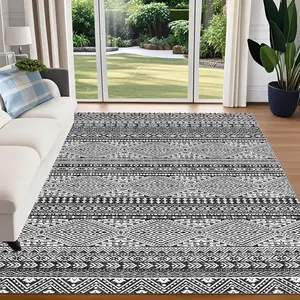 【GARVEE】Large Boho Geometric Area Rug - Machine Washable, Non-Slip Carpet Farmhouse Neutral Modern Rug for Living Room, Dining Table & Bedroom