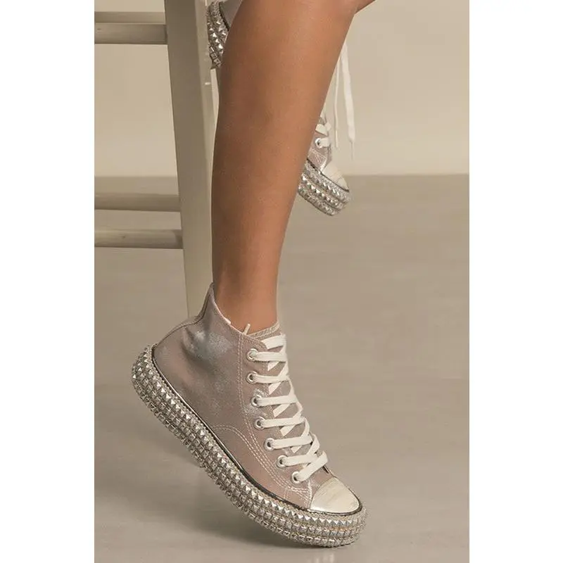 D-CHANTEL-HIGH TOP STUDED SNEAKERS