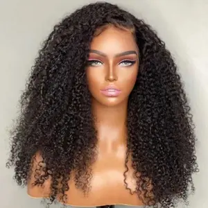 30" 4x4 Kinky Curly Lace Frontal Wig 200% Density Pre-Plucked with Baby Hair Swiss Lace Kinky Curly Hairpiece