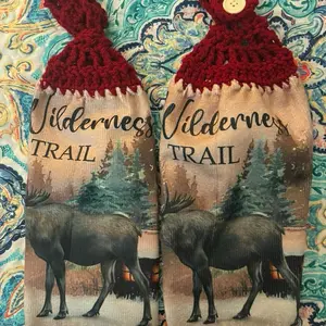 3 sets of crocheted kitchen towels