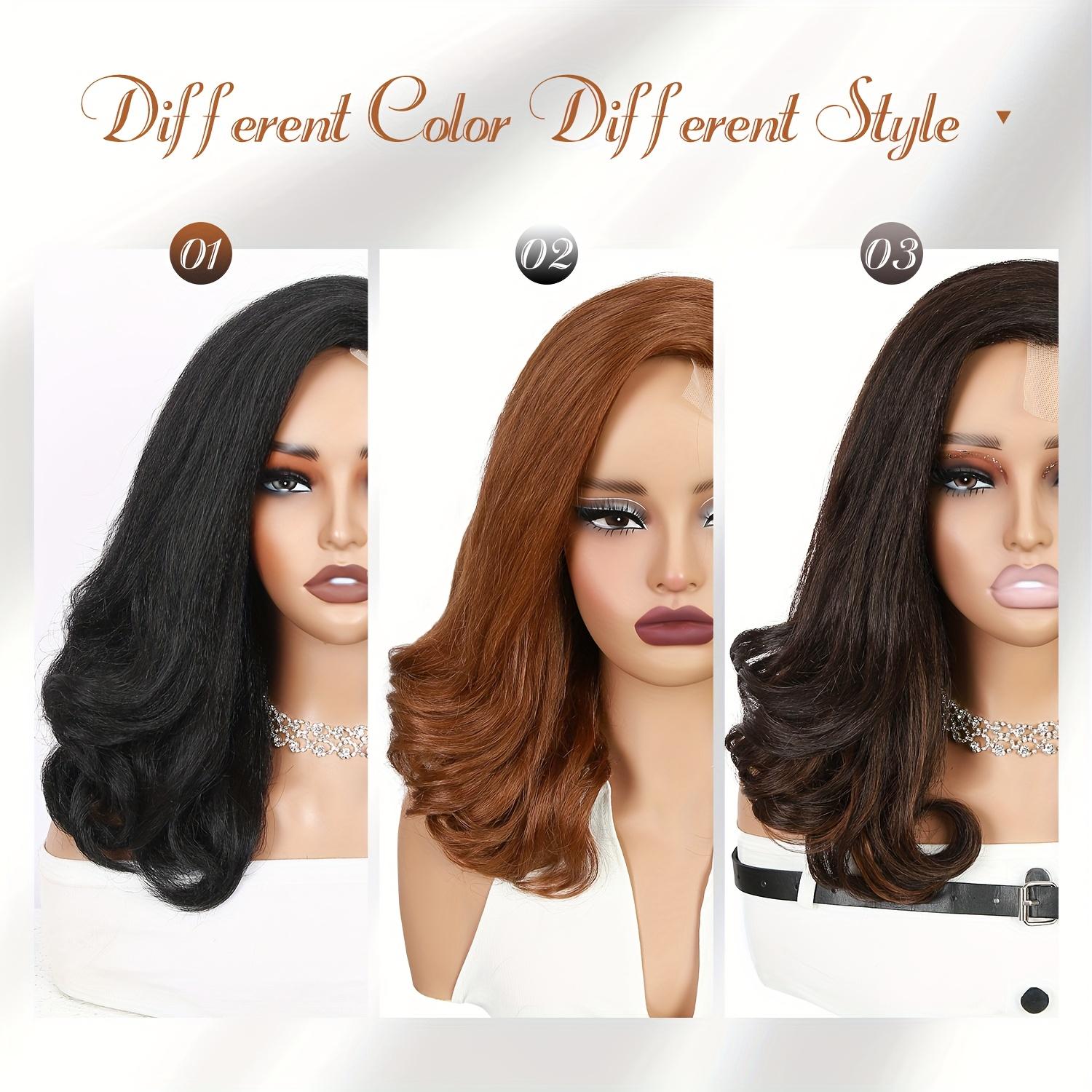 Yaki Curly Wig 4x1 Side Part Synthetic Wig Yaki Textural Body Wave Wig Layered Wavy Wigs for Women Heat Resistant Fiber Daily Life Party or Cosplay Use Women's Day