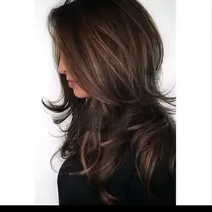 AIRJOY Long Layered Brown Highlight Wig Synthetic Hair Fiber Multicolor Wigs for Women - Stylish Hair Accessory for Women