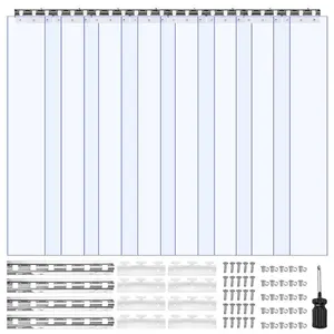 fathersdaygift VEVOR Clear PVC Strip Curtain, 96 in Heightx 48 in Widthx 0.08 in Thickness, 8 PCS Walk in Freezer Cooler Curtain Strips, Smooth Waterproof Plastic Door Strips for Warehouse, Freezer, Garage Doors