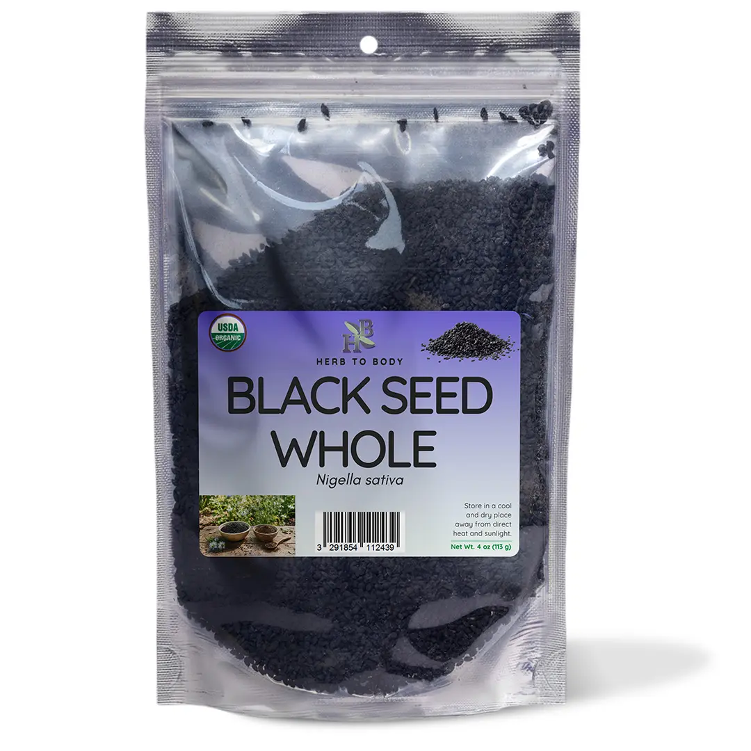 Organic Black Seed Whole – 4 oz (113 g) | Nigella Sativa Kalonji Seeds for Cooking & Baking | Herb To Body