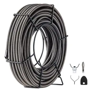 VEVOR Drain Cleaning Cable 75 Feetx 1/2 Inch Solid Core Cable Sewer Cable Drain Auger Cable Cleaner Snake Clog Pipe Drain Cleaning Cable Sewer Drain Auger Snake Pipe