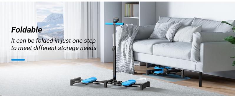 MERACH 2-in-1 Ski Trainer Machine, Leg Exercise Machine, Low-Impact Plyometric Training, Indoor Cardio Workout Equipment for Home Gym, OutdoorFun Vertical Stepper Smart Folding Treadmill, Thigh Trainer