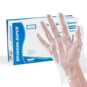 Food Prep Gloves Plastic Food Safe Brandon-super Gloves, Food Handling, One Size Fits Most Poly 500ct Clear 500 Count (Pack of 1)