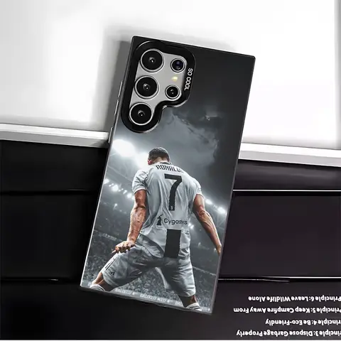 No.7 Customized Phone Case & Screen Protector for Samsung Galaxy S22-S24 FE/Ultra/Plus, Sleek Acrylic Shell, Hard TPU-PET-Polycarbonate-Silicon Material, Black-Silver, Shockproof, Anti-Drop Raised Edges, Scratch-Resistant, UV-Resistant Cellphone Accessory