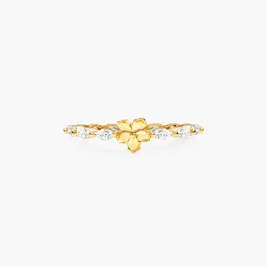 en route Elise Flora Marquise Ring, Brilliant Marquise Cut CZ Leaf Details, Perfect for Daily Elegance and Statement Styling