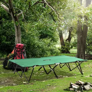 2 Person Camping Bed For Couples Or Friends 600D Oxford Fabric Stable Steel Frame Fits In Carry Bag For Rv Trips 50" Extra Wide Outdoor Portable Sleeping Cot