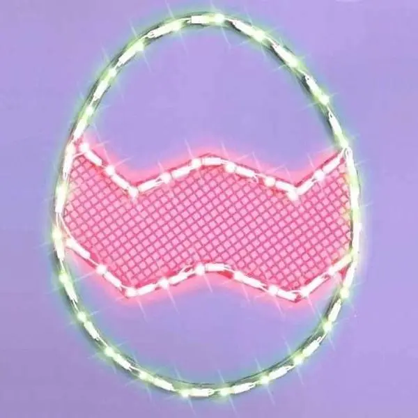 Lighted Green with Pink Chevron Stripe Easter Egg Window Silhouette