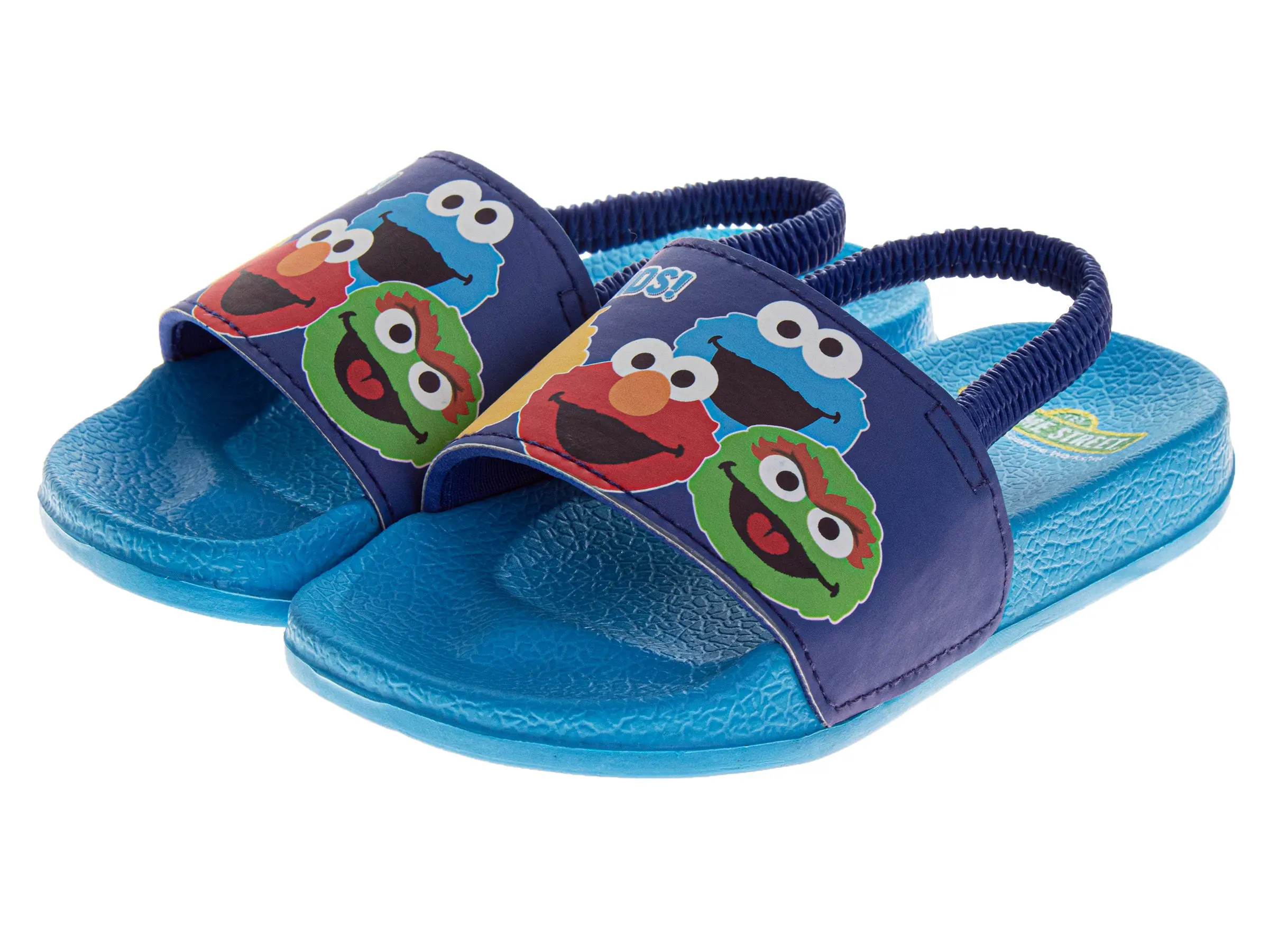 Josmo Boys' Sesame Street Slide Sandals, Lightweight & Quick-Dry Slip-On Water Shoes with Elmo & Cookie Monster for Toddler & Little Kids, Lightweight Sandals, Comfortable, Synthetic, Playful, Casual Everyday Wear