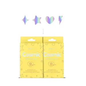 Hanhoo Cosmic Blemish Patch 24 Ct Holographic Korean Beauty Pimple Patches- Reduces Size of Blemishes, Acne Skincare, Hydrocolloid, Multi-Shaped Design