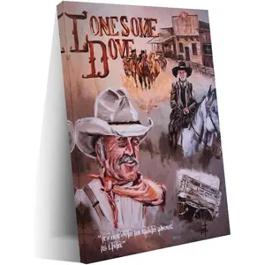 1989 American Western Movie Lonesome Dove Western Cover Poster 5 Canvas Art Wall Printing Office Bedroom Aesthetic Living Room08x12inch(20x30cm) Frame-style