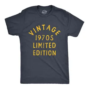 Mens Vintage 1970s Limited Edition T Shirt Funny Cool 1970 Theme Classic Tee for Guys Mens Funny T Shirts Cool Vintage Fashion T-Shirt Gift Classic Menswear Funny Vintage Short Sleeve Novelty Tees for Guys Navy