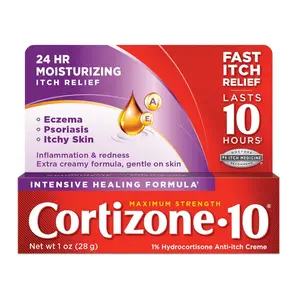 Cortizone-10 Maximum Strength Intensive Healing Itch Relief Cream 1 oz Fast Itch Relief Lasts 10 Hours for Eczema Psoriasis & Itchy Skin