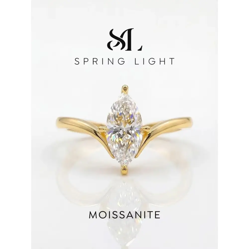 1CT Classical Certified Marquise Moissanite Diamond Ring For Women 925 Sterling Silver High Quality Wedding Jewelry