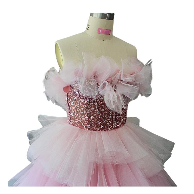 Laidiecloth/Pink Tulle Sweet heart Bodice Ballgown/Dress