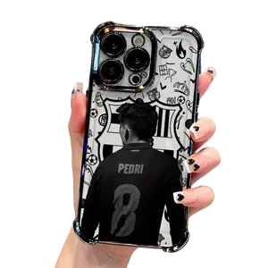 P-Pedri NO.8 B-Barcelona-S Player Phone Case Compatible With For Iphone Models 17, 16, 15, 14, 13, 12, 11Pro, Max, Air, X, XR, XSMAX, 8, 7 Plus. It Features A Transparent, Soft Back Cover That Is Anti-Fall.