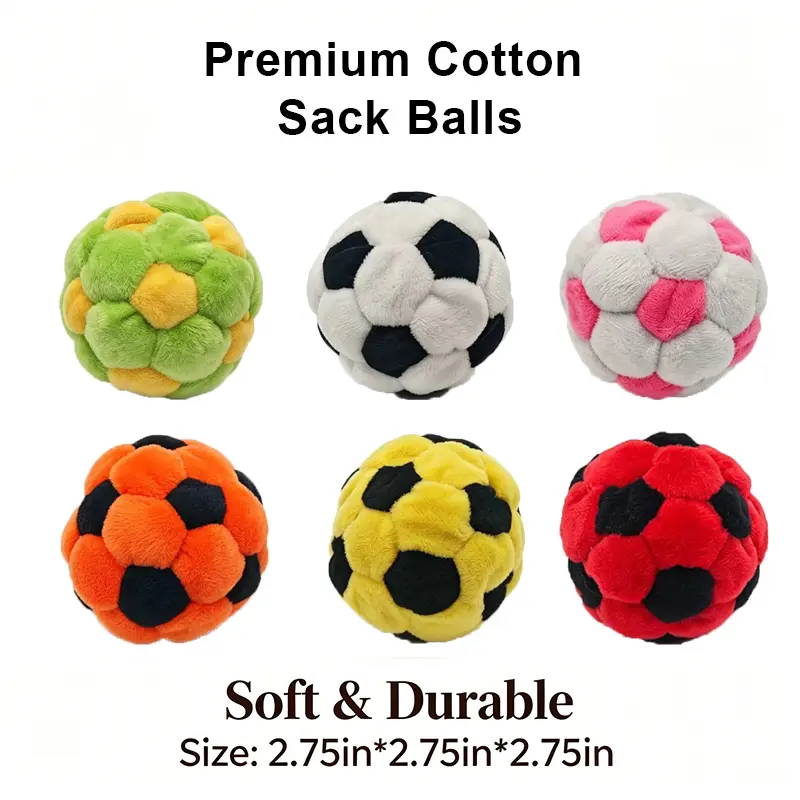 6 Pack Sack Balls - 2.75 Inch Cotton Exterior Soft Durable Footbags | Balls for Juggling & Footbag Games Perfect for Beginners & Advanced Players