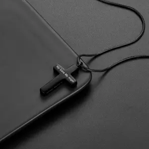 Hipunk Jewelry Cremation Cross Necklace for Ashes Stainless Steel Cross Urn Necklace Ashes Holder Memorial Jewelry-In Loving Memory Black Cuban Chain