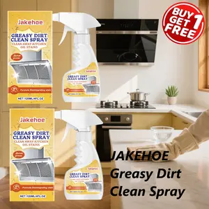 Jakehoe Greasy Dirt Clean Spray 2 Pieces (120ml*2), Kitchen cleaning product, Suitable for Range Hood Oven, Clean Grease on Pot Bottom in 3-5 Mins, Keep Kitchen Clean and Tidy, Spray Foam Safe No Residue Oven Cleaner